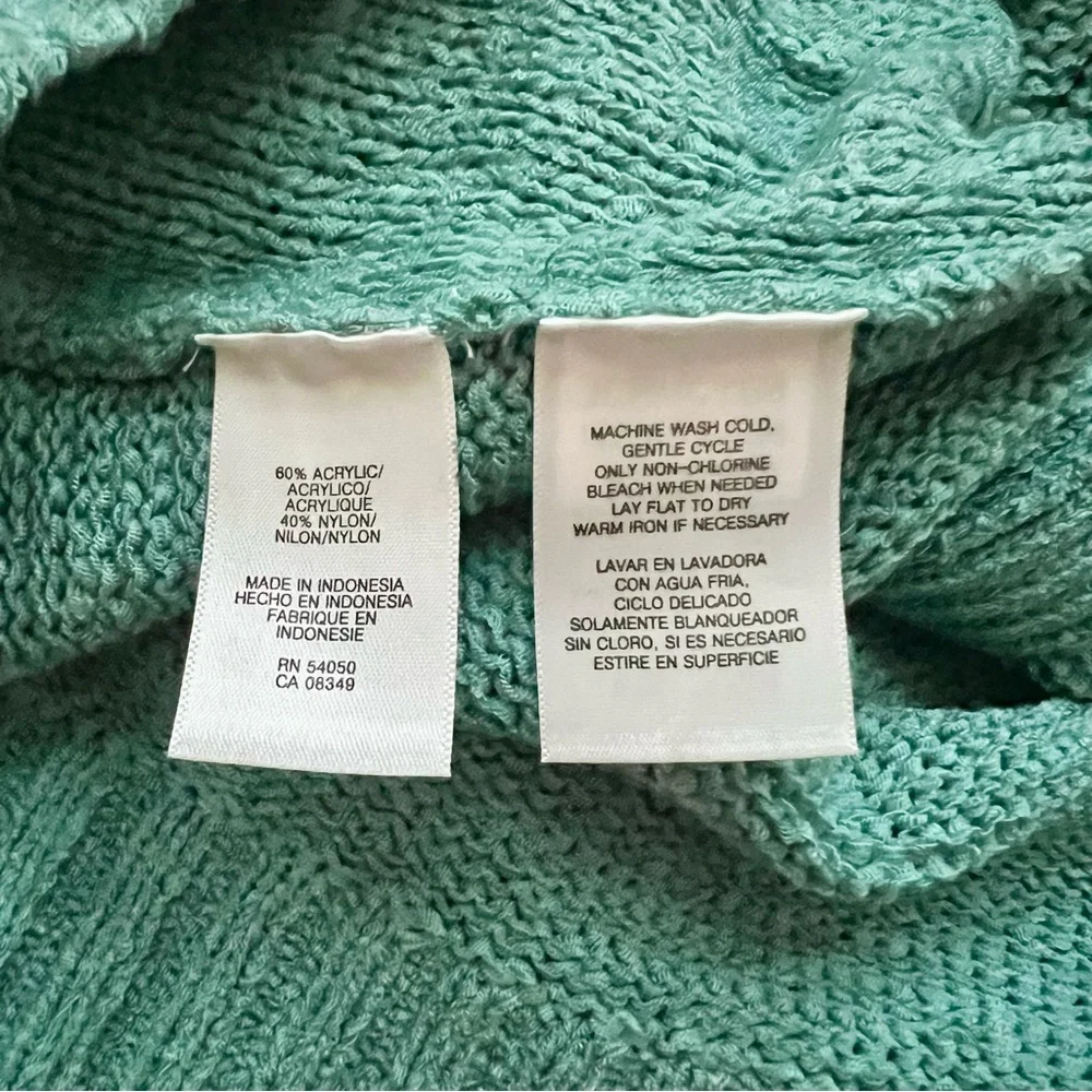 Evan Picone Fitted Cardigan Short Sleeve Sweater Top Teal Blouse Petite Small - Picture 5 of 6